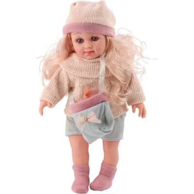 LeanToys Roztomilá panenka anděl ve vlněném svetru s houbou, taškou a kloboukem, 36 cm