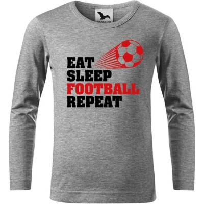 Dobrý triko Dětské bavlněné triko Eat sleep football Tmavě šedý melír