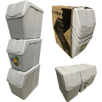 Prosperplast Sada 3 odpadkových košů Sortibox 3 x 20 l popelavě šedá