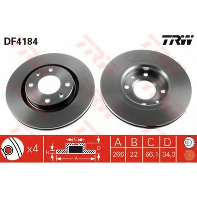 Brzdový kotouč TRW DF4184 přední levý nebo pravý