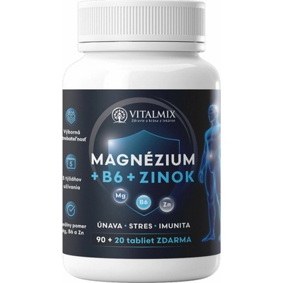 Vitalmix Magnézium+B6+zinok 90+20 tabliet