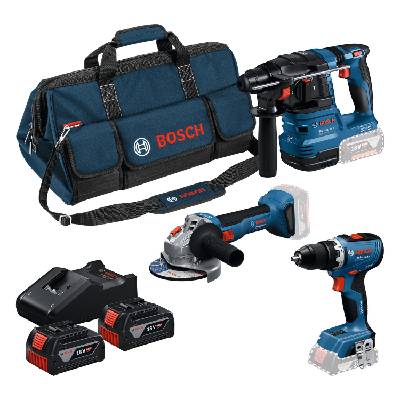 Комплект инструменти с акумулатор BOSCH (GSR 18V-65 + GBH 18V-22 + GWS 18V-8, 2x GBA 18V 4.0Ah, GAL 18V-4, M-BAG, кутия) 0615A50094 (0615A50094)