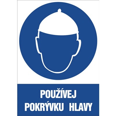 Značka Používej pokrývku hlavy, samolepicí fólie, 210 × 297 mm BZ FE218
