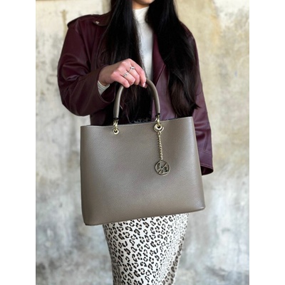 Laura Biaggi Hnedosivá kožená kabelka do ruky DX-TS-JS295-taupe