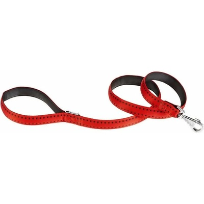 Ferplast Cricket Matic Lead - Двупластов повод за кучета с автоматична карабина, 25 мм/120 см. - червен