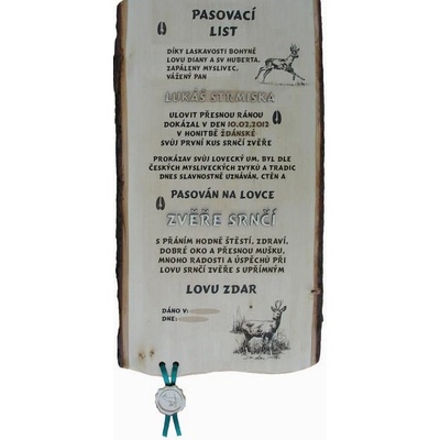 Dřevo Novák pasovací list srnec č.734 Varianta: na desce s kůrou 3D, – Zboží Dáma