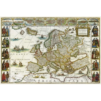 Historická Evropa - nástěnná mapa 113 x 83 cm, lamino + lišty