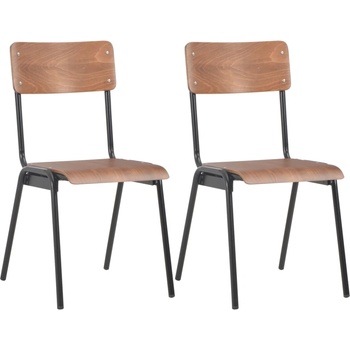 vidaXL Трапезни столове, 2 бр, кафяви, твърд шперплат, стомана (280084)