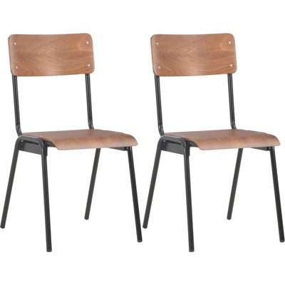 vidaXL Трапезни столове, 2 бр, кафяви, твърд шперплат, стомана (280084)