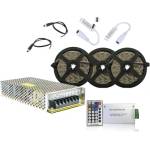  Комплект 15 m LED лента RGB с RF контролер, 10 A захранване , усилватели + подарък конектори (01134)