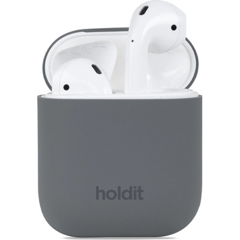 Holdit Калъф за слушалки Holdit - Silicone, AirPods 1/2, Space Gray (7330985157769)