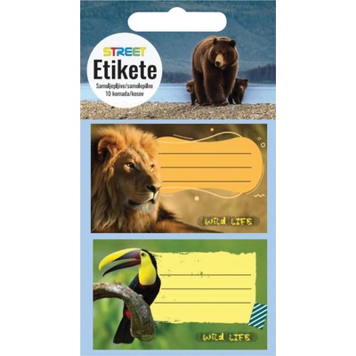 STREET Етикети за тетрадка Street, опаковка 10, wild animals (25464-А-WILD ANIM)