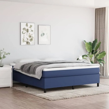 vidaXL Боксспринг легло с матрак, синьо, 160x200 см, плат (3144437)