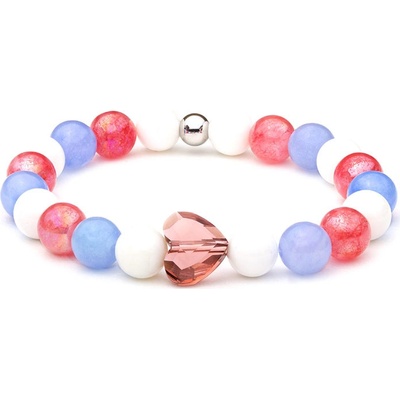 BudNej minerální srdce Swarovski z jadeitu angelitu a tridacny MN1120