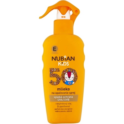 Nubian Kids mlieko na opaľovanie spray SPF50 200 ml