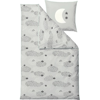 Södahl Спално бельо за деца Raindrops с калъфка за възглавница 60 x 63 cm 140 x 200 см сиво (714008)