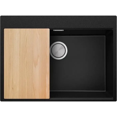 Твоят Стил Черна кухненска гранитна мивка Осло 70 XXL Top 680 x 500 mm