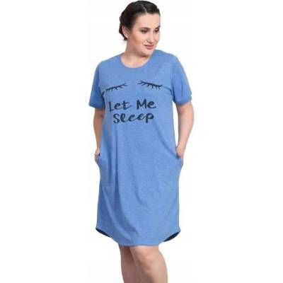 Синя макси нощница с черен надпис и апликация