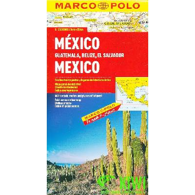 Mexiko mapa MP 1:2,5m + Guatemala Belize,Salvado