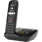 Gigaset AS690A - Cordless DECT telephone with answering machine - large, high-contrast display - adjustable sound profiles - hands-free function - call protection, black [German version] (AS690A) Телефонни апарати