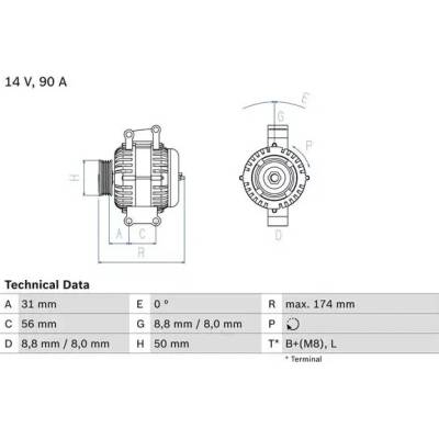 BOSCH Alternátor BO 0986042530