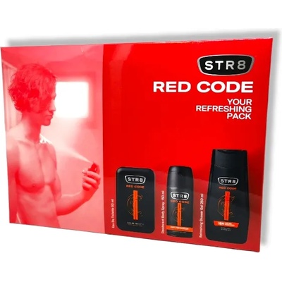 Sarantis STR8 подаръчен комплект за мъже, Red Code, Тоалетна вода 50мл, Душ гел 250мл, Дезодорант 150мл