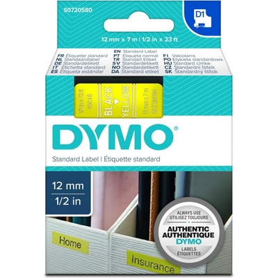 Dymo D1 šíře 12 mm černá žlutá