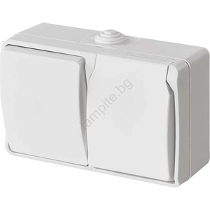 EMOS Домашен превключвател №6 с контакт 250v/16a ip44 бял (ems1314)
