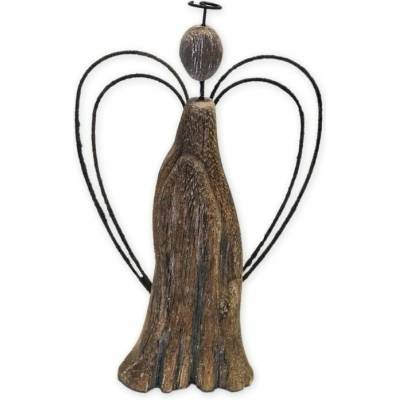 Anděl dřevo/kov 18cm