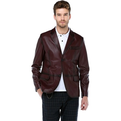 Jacket Club Dericlub Мъжко кожено сако тип pc blazer - Бордо #318391 (318391_Бордо)