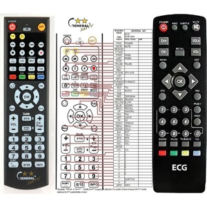 GENERAL ECG DVB-T150, DVB-T250, DVB-T450 - съвместимо дистанционно управление на марката General (DVB-T150, DVB-T250, DVB-T450) Дистанционно