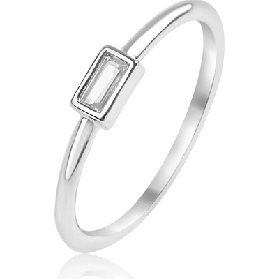 Meucci Stříbrný prsten s obdélníkovým zirkonem SR187