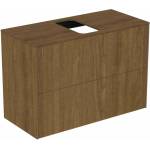 Ideal Standard Стенен шкаф Ideal Standard Atelier Conca, 2 чекмеджета и плот с централен изрез 80 см, покритие от тъмен орех (T3947Y5)