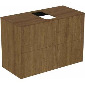 Ideal Standard Стенен шкаф Ideal Standard Atelier Conca, 2 чекмеджета и плот с централен изрез 80 см, покритие от тъмен орех (T3947Y5)