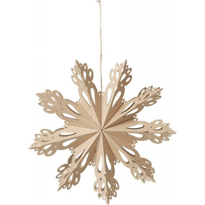 Závěsná vánoční dekorace průměr 30 cm Broste SNOWFLAKE-M přírodní