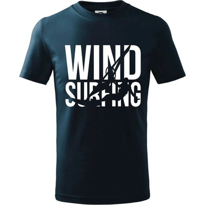 Windsurfing nápis tričko detské tmavomodrá