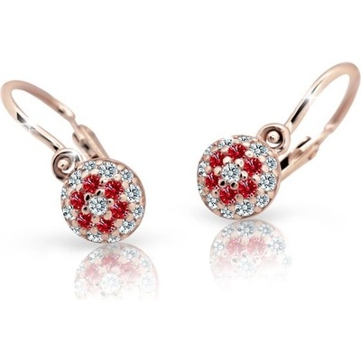 Danfil dětské náušnice C2150 z růžového zlata s kamínky Ruby Dark zapínání brizura