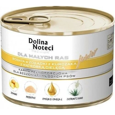 Dolina Noteci Premium Mini Junior bohatý na kuřecí žaludky s telecí játry 12 x 185 g