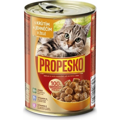 PROPESKO Cat morčacie a jahňacie v želé, kúsky 415 g
