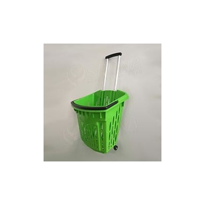 Košík nákupný na kolieskach zelený plast