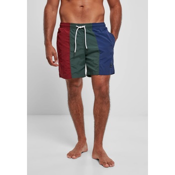 Urban Classics Мъжки къси панталони в тъмночервено, зелено и синьо Urban Classics 3-Tone Swim Shorts UB-TB3962-02828 - Тъмночервен, размер XXL