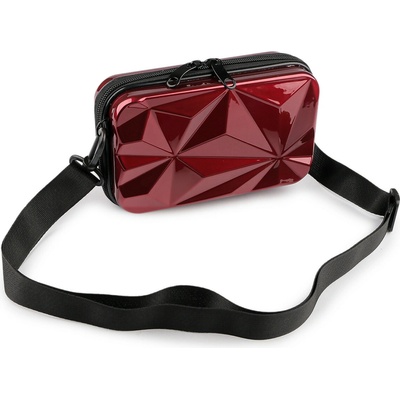 Dámská skořepinová kabelka pouzdro crossbody s popruhem 18x11 cm 3 červená tmavá