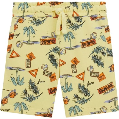 Guess Къси спортни панталони за мини момче в жълт цвят с палми Guess