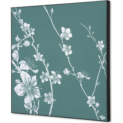 Jansen Display Textilní dekorace na zeď 40 x 40 Japonské třešňové květy Zelená, 400 x 400 mm
