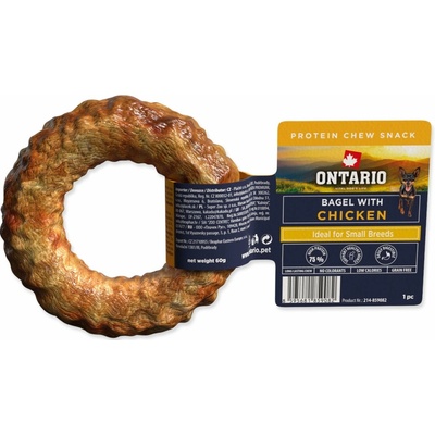 Ontario Protein žvýkací bagel s kuřecím 1ks 8,9cm