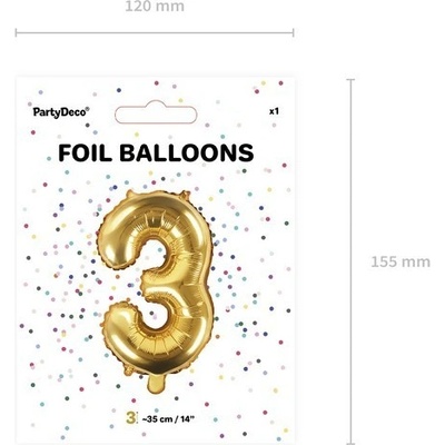 balónek nafukovací číslo 3 35 cm fóliový