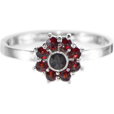 Český granát prsten stříbrný 120319