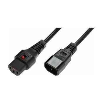 Power Cable, Male C14 plug, Ho5VV-F 3 X 1.00mm2 to C13 IEC LOCK, 3m black IEC-PC1022