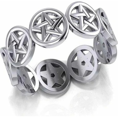 Fantasy Šperky STŘÍBRNÝ PENTAGRAMOVÝ PRSTEN P3363