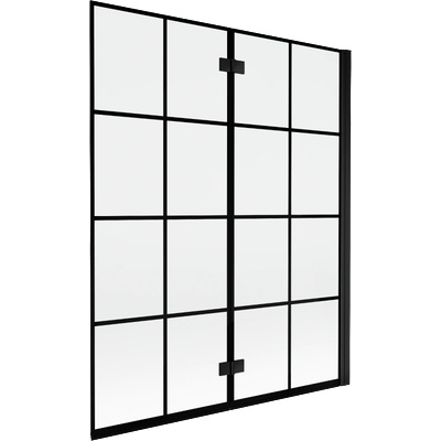 Mexen Mist параван за вана с две крила, десен 140 x 150 см, черна решетка, черен - 8A9-140-002-70-77-P (8A9-140-002-70-77-P)